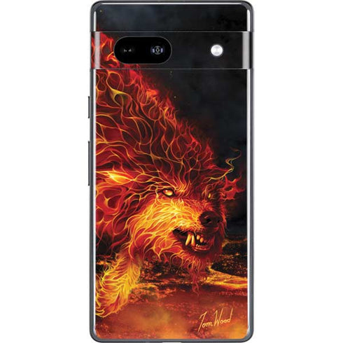 Fire Stalker Wolf by Tom Wood Google Pixel 7a Skin